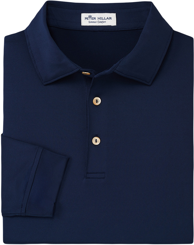 Peter Millar Solid Stretch Jersey Long Sleeve Golf Shirts
